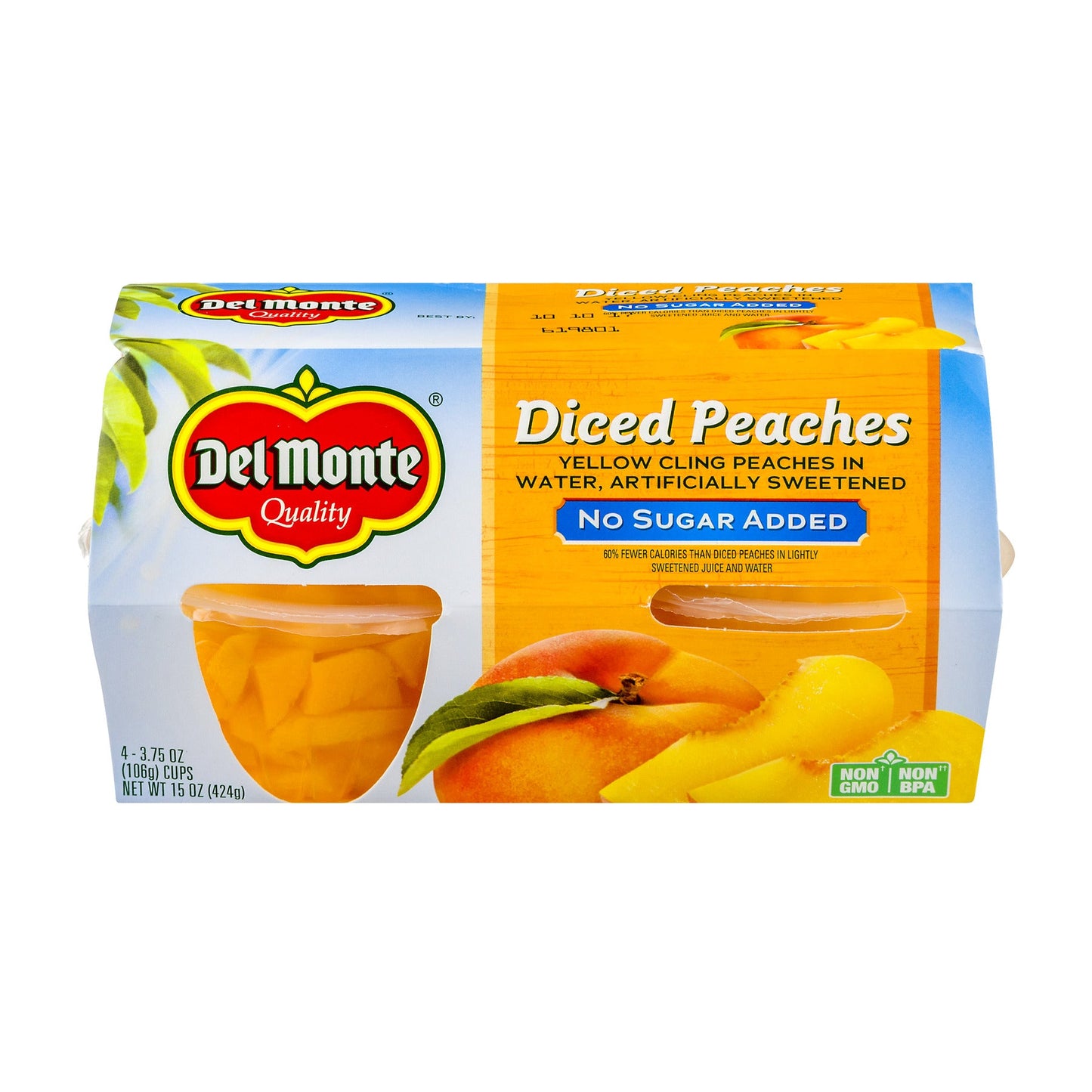 Del Monte Diced Peaches Plastic Cup; 3.75 Ounce; 6 Per Case