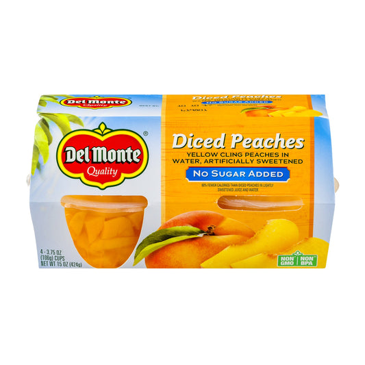 Del Monte Diced Peaches Plastic Cup; 3.75 Ounce; 6 Per Case