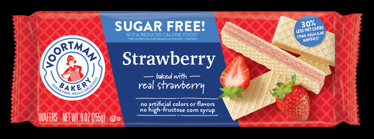 Voortman Sugar Free Strawberry Wafers; 9 Ounces; 12 Per Case - High Mart Wholesale