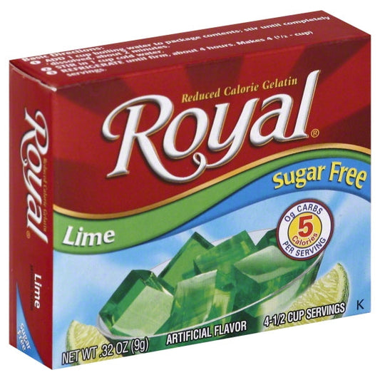 Royal Sugar Free 5 Calorie Lime Gelatin; 0.32 Ounces; 12 Per Case - High Mart Wholesale