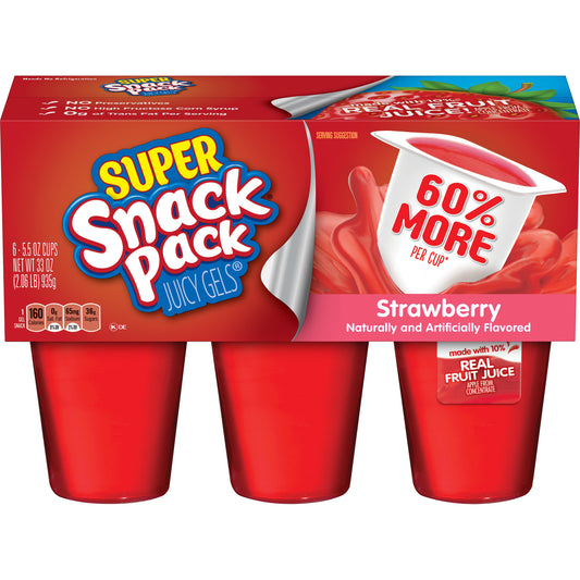 Snack Pack Strawberry Gels; 33 Ounces; 8 Per Case