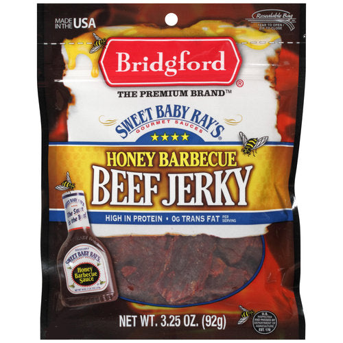 Bridgford Sweet Baby Ray's Honey Barbecue Beef Jerky; 3.25 Ounce; 8 Per Case - High Mart Wholesale