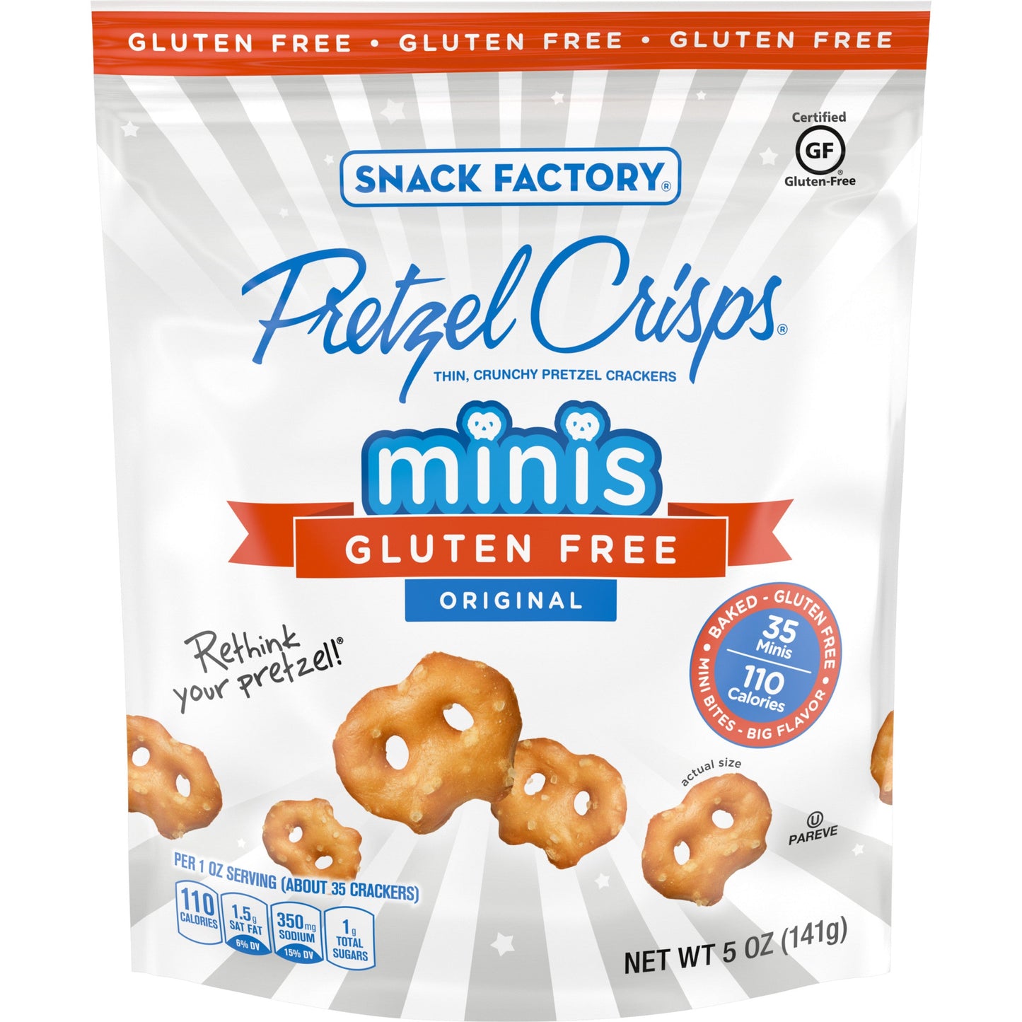 Snack Factory Pretzel Crisps Gluten Free Original; 5 Ounces; 12 Per Case - High Mart Wholesale