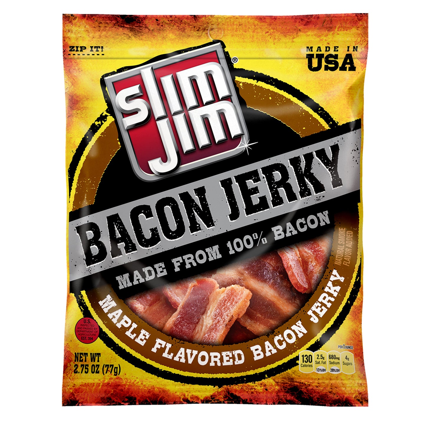 Slim Jim Maple Bacon Jerky; 2.75 Ounces; 8 Per Case