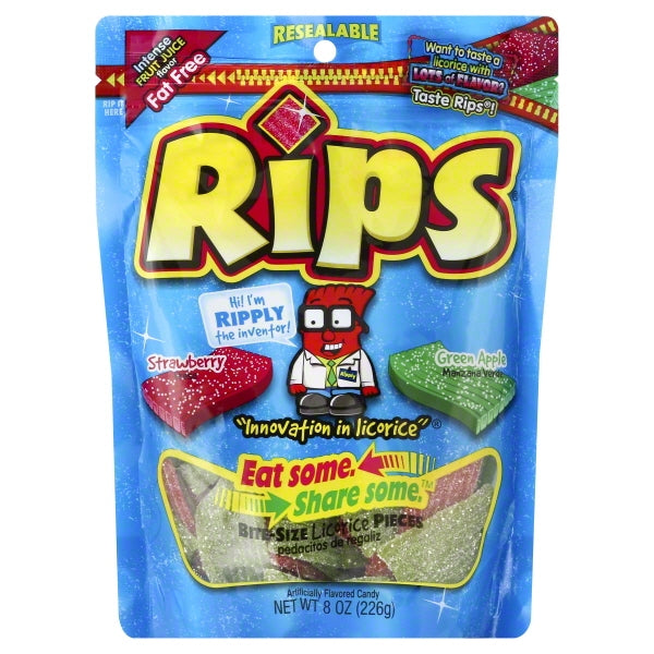 Rips Bite Size Strawberry/Apple Pieces Resealable Bag; 8 Ounces; 12 Per Case - High Mart Wholesale