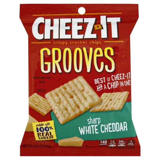 Cheez-It Grooves Sharp White Cheddar Crackers; 3.25 Ounces; 6 Per Case