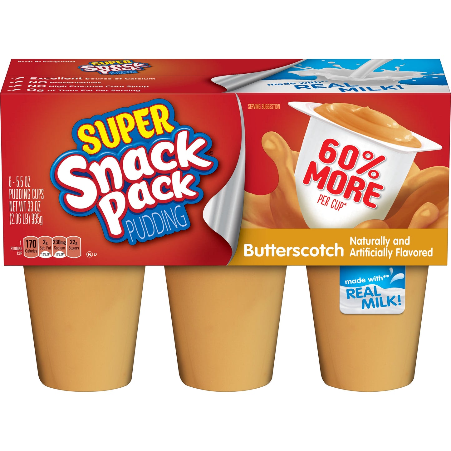 Snack Pack Super Butterscotch Pudding; 33 Ounces; 8 Per Case