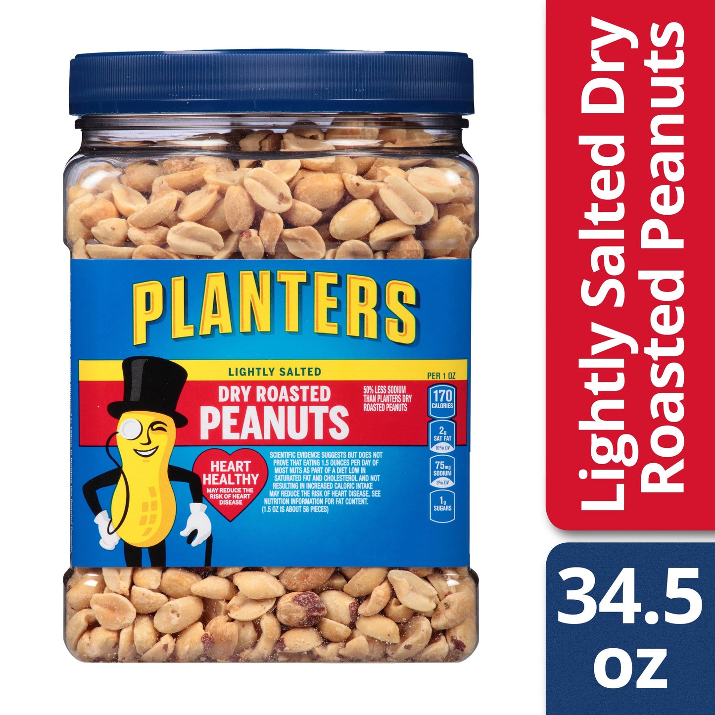 Planters Dry Roasted Peanuts Light Salt Pet; 34.5 Ounces; 6 Per Case