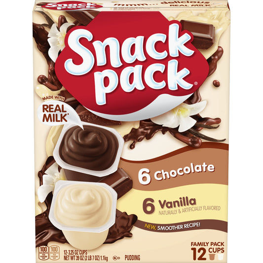 Snack Pack Pudding Chocolate Vanilla Family Pack; 39 Ounces; 6 Per Case
