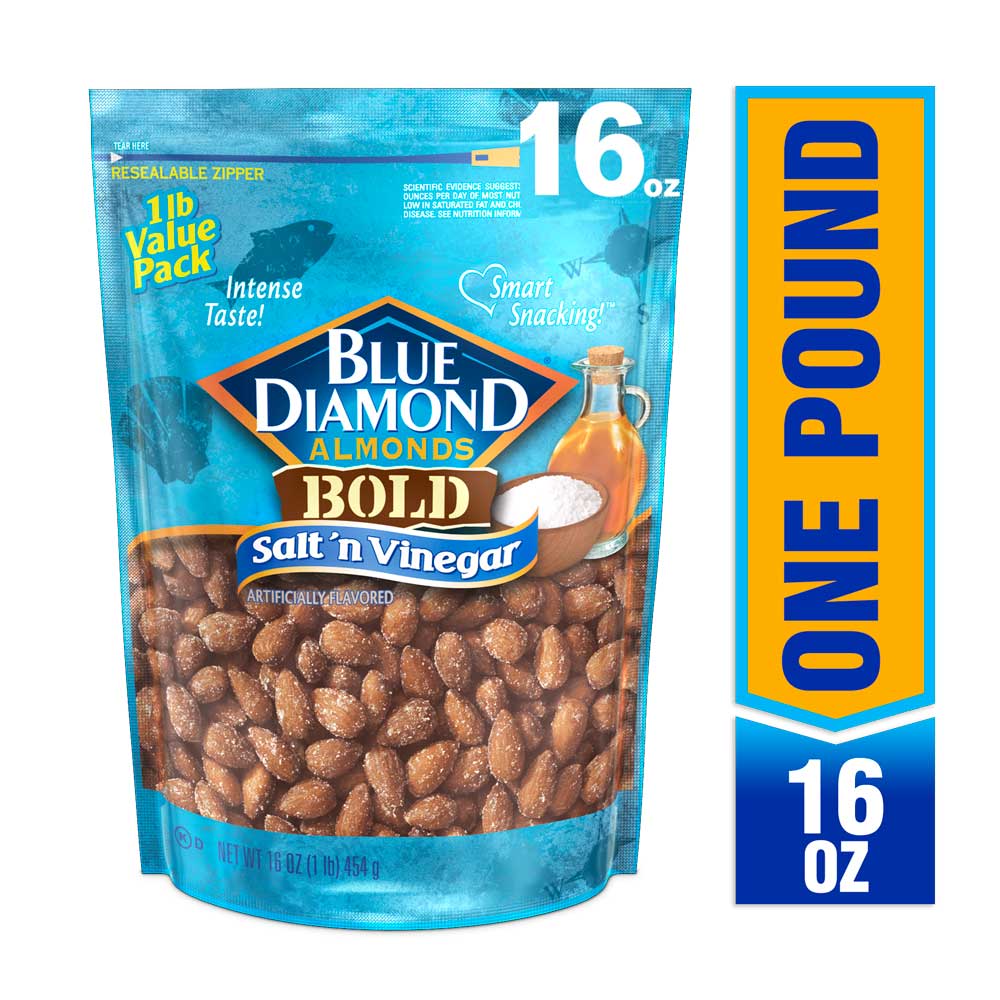 Blue Diamond Almonds Bold Salt & Vinegar; 16 Ounces; 6 Per Case - High Mart Wholesale