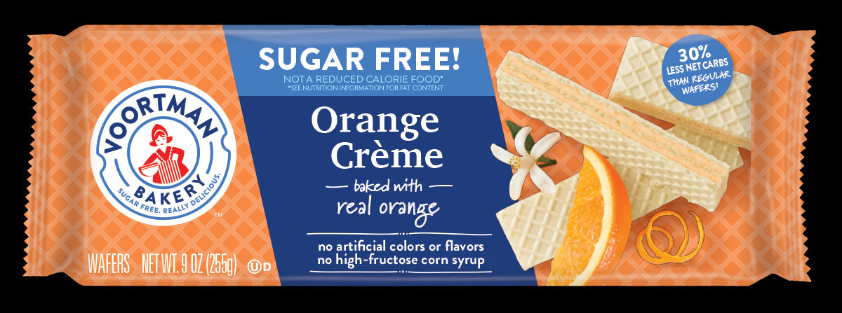 Voortman Sugar Free Orange Cream Wafers; 9 Ounces; 12 Per Case - High Mart Wholesale