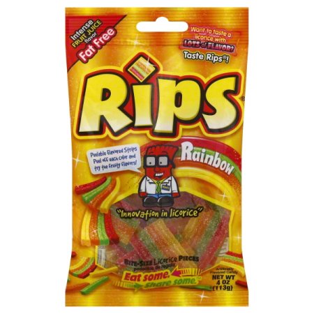 Rips Bite Size Peelable Rainbow Pieces; 4 Ounces; 12 Per Case - High Mart Wholesale