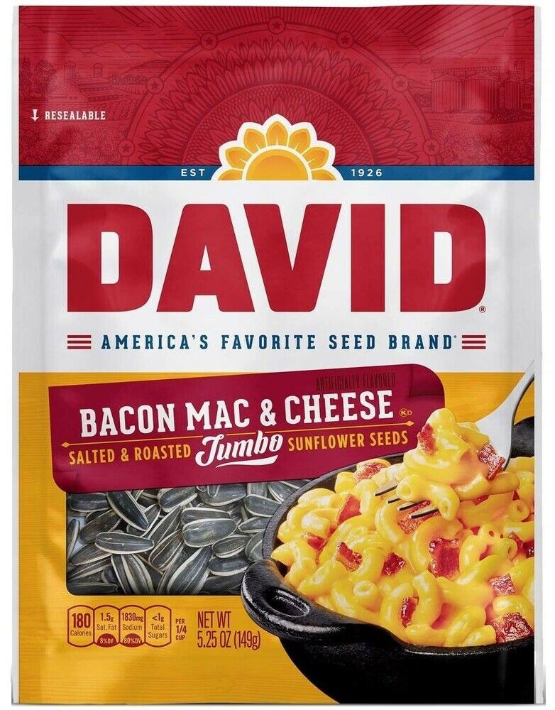 David Salted Bacon Mac & Cheese Sunflower Seed; 5.25 Ounces; 12 Per Case