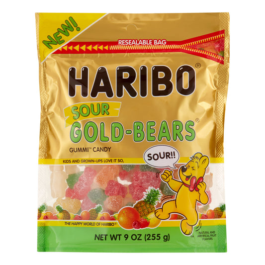 Haribo Confectionery Sour Gold-Bears Stand-Up Resealable Bag; 9 Ounce; 8 Per Case - High Mart Wholesale