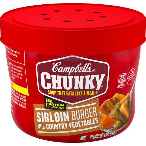 Campbell's Chunky Sirloin Beef With Country Vegetable Microwaveable Soup; 15.25 Ounces; 8 Per Case - High Mart Wholesale