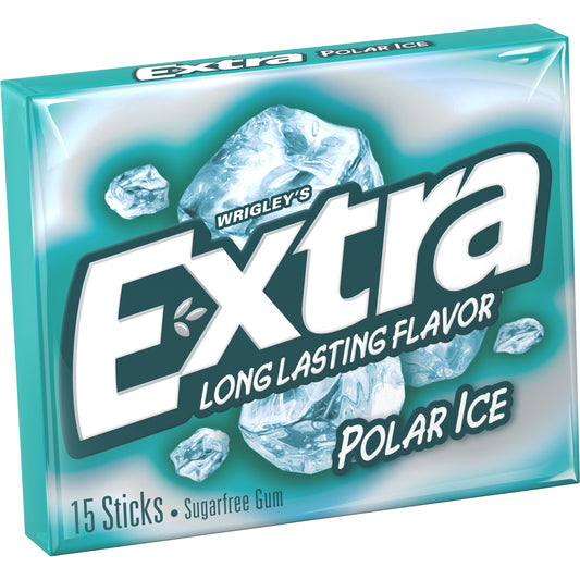 Extra 15 Piece/Unit Single Serve Polar Ice Gum; 15 Piece; 10 Per Box; 12 Per Case