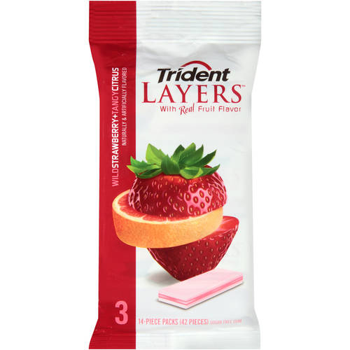 Trident Wild Strawberry + Tangy Citrus Sugar Free Layer Gum; 42 Count; 20 Per Case