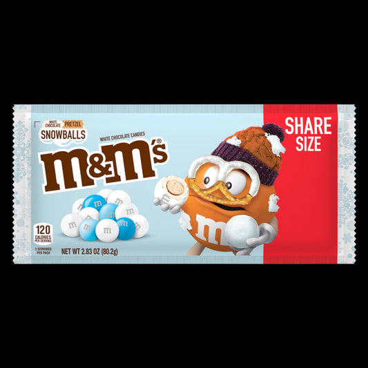 M&M's White Chocolate Snowball Share Size; 2.83 Ounces; 24 Per Box; 6 Per Case