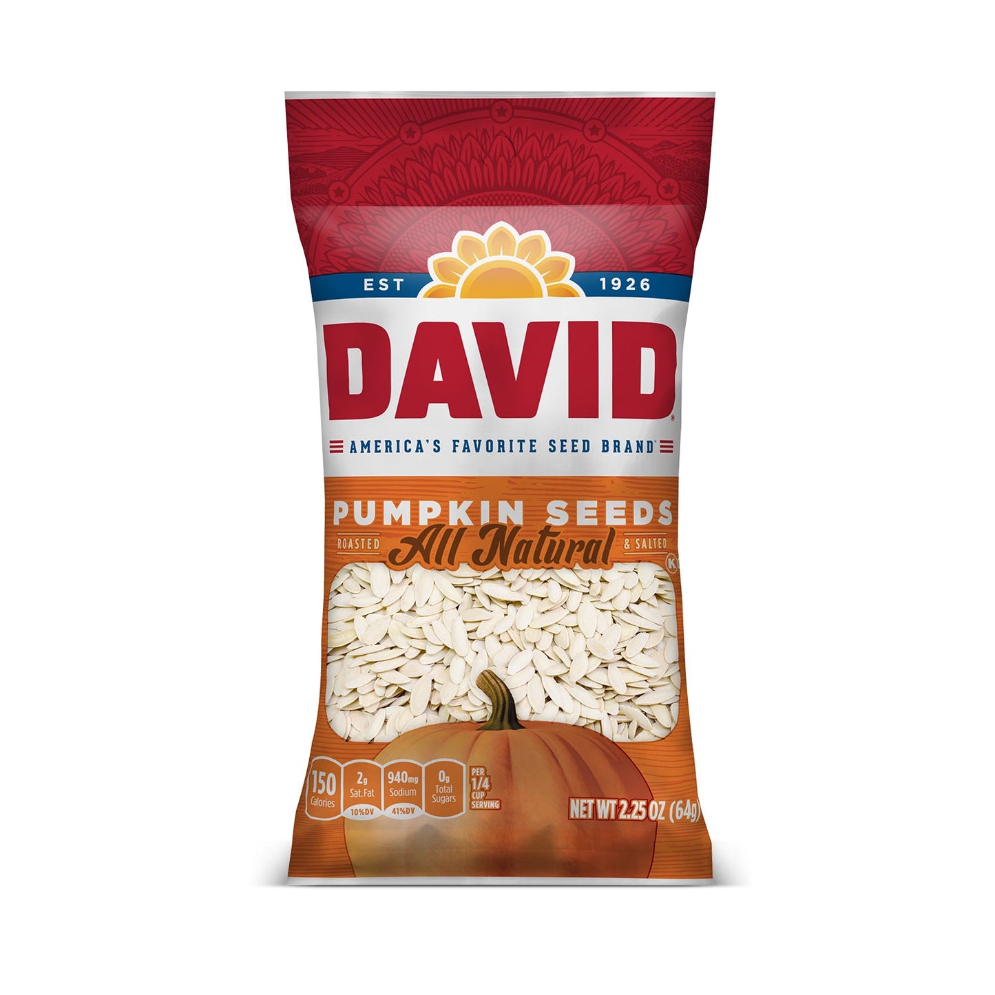 David Original Pumpkin Seeds; 2.25 Ounces; 12 Per Case