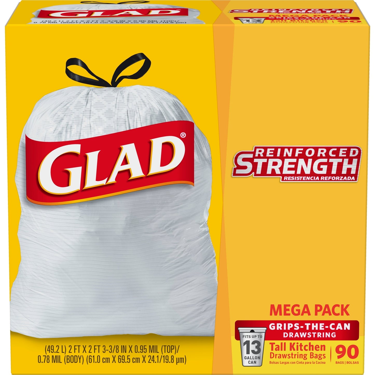 Glad White Tall Galaxy Kitchen Drawstring Bag; 90 Count; 4 Per Case