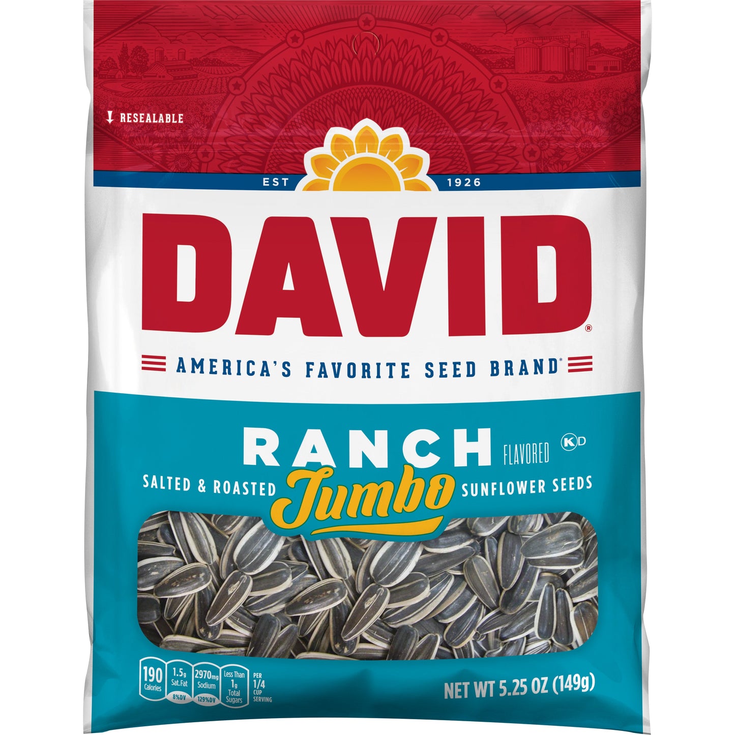 David Ranch In-Shell Sunflower Seeds; 5.25 Ounces; 12 Per Case