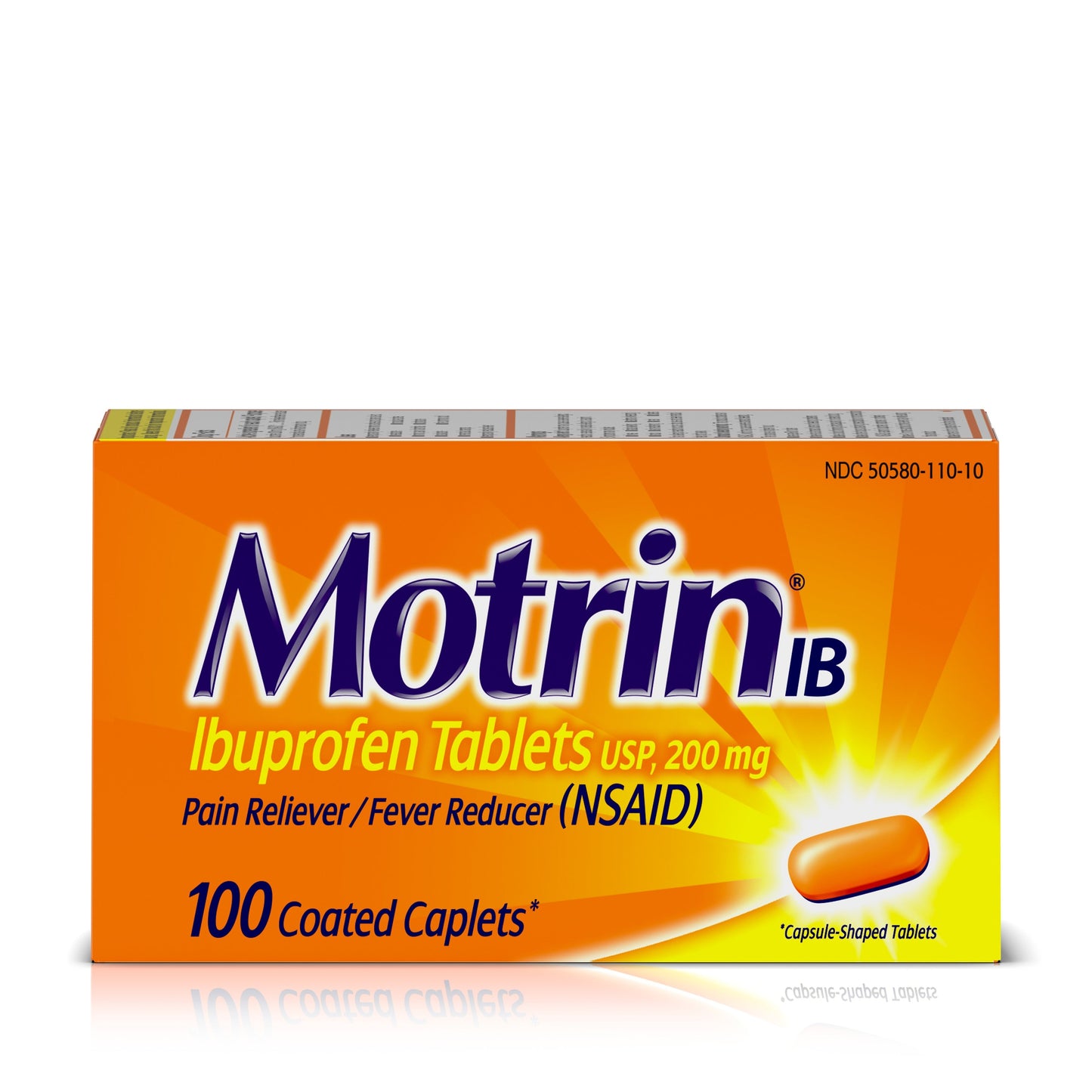 Motrin Caplets; 100 Count; 6 Per Box; 8 Per Case