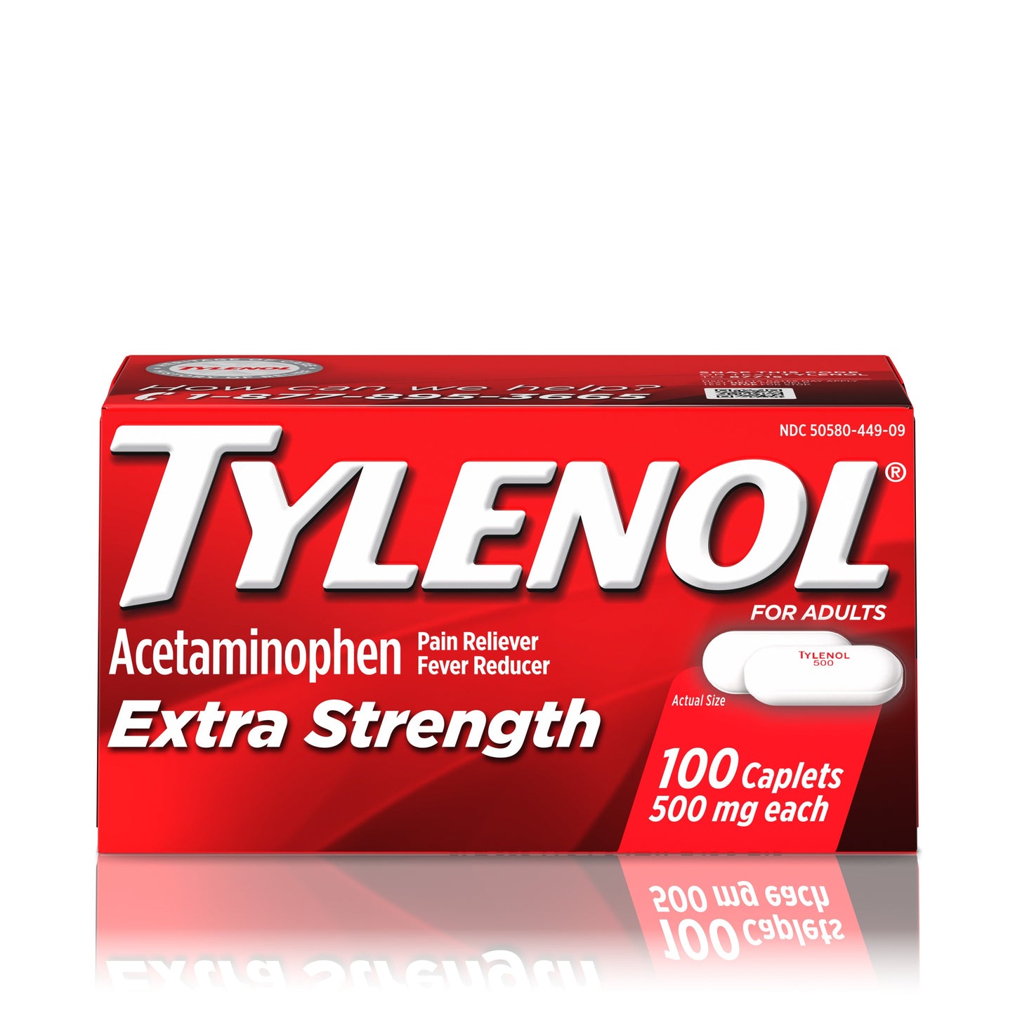 Tylenol Extra Strength Acetaminophen Caplets; 100 Count; 6 Per Box; 8 Per Case