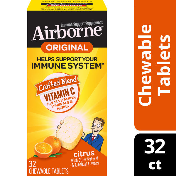 Airborne Chewable Tablet Citrus; 32 Each; 3 Per Box; 12 Per Case - High Mart Wholesale