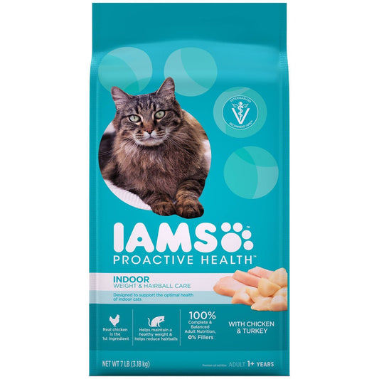 Iams Proactive Health Weight & Hairball Control Cat Food; 7 Pounds; 4 Per Case