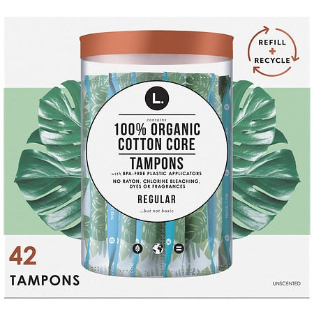 L. Organic Cotton Tampons Regular/Normal; 42 Count; 2 Per Box; 4 Per Case