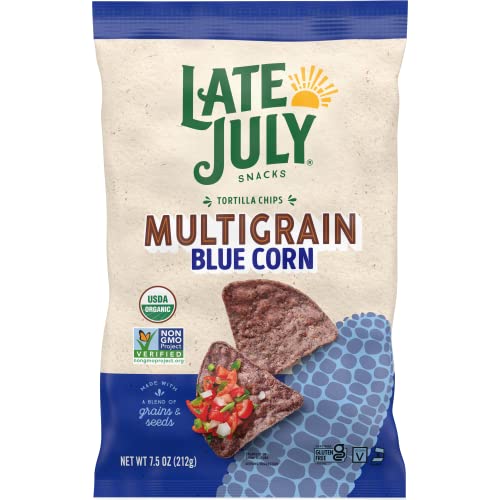 Late July Multi-Grain Blue Corn Tortilla Chips; 7.5 Ounces; 12 Per Case - High Mart Wholesale