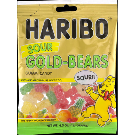 Haribo Sour Gold-Bears Gummi Candy; 4.5 Ounce; 12 Per Case