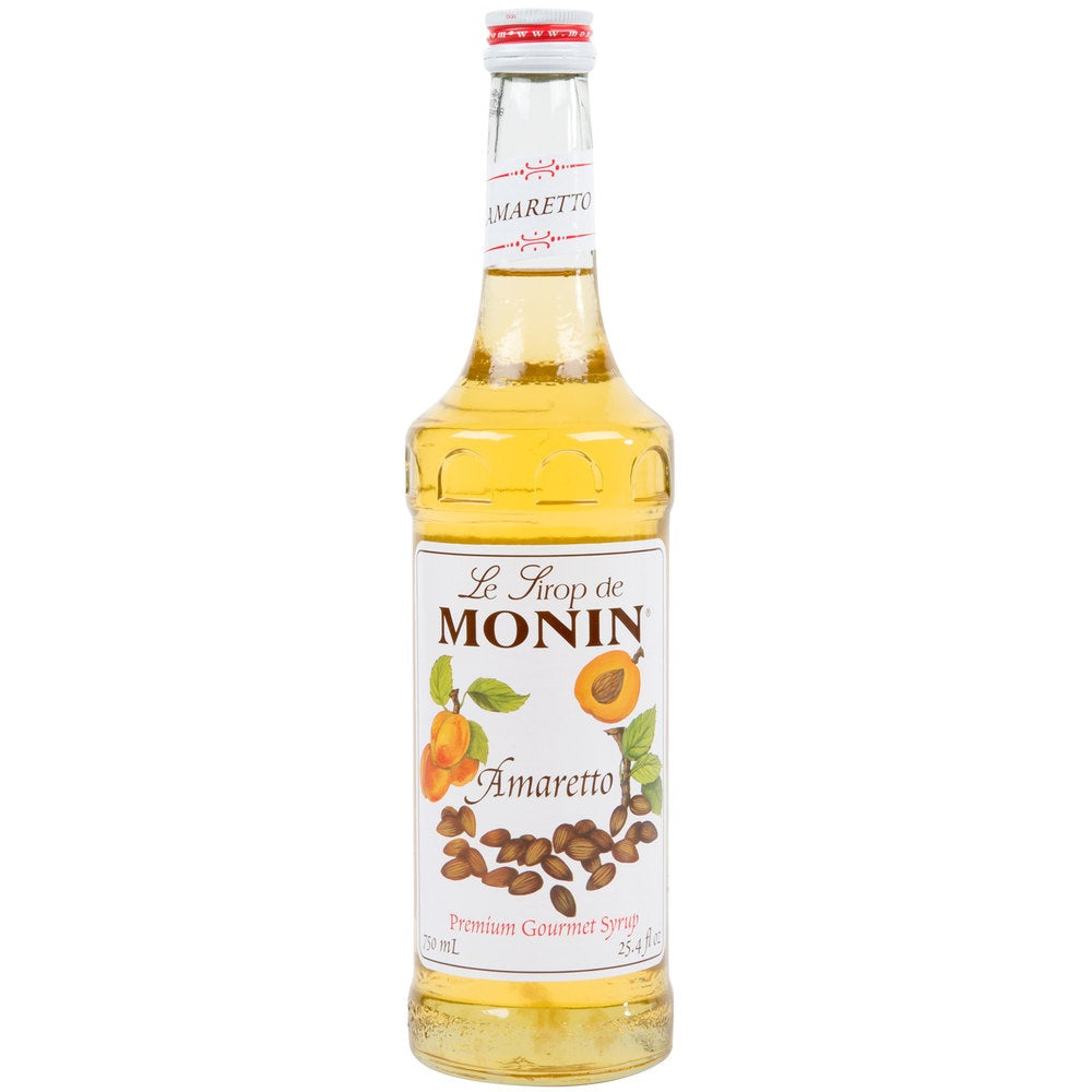 Monin Amaretto Flavor Syrup Glass; 750 Milileter; 12 Per Case - High Mart Wholesale