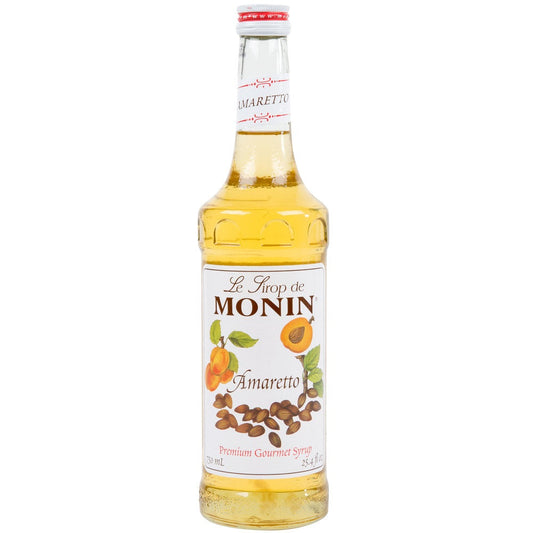 Monin Amaretto Flavor Syrup Glass; 750 Milileter; 12 Per Case - High Mart Wholesale