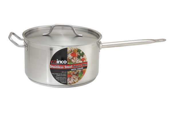 Winco Sauce Pan Stainless Steel 10 Quart With Cover; 1 Each - High Mart Wholesale