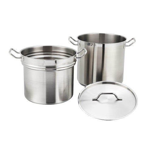 Winco Double Boiler Stainless Steel 12 Quart With Cover; 1 Each - High Mart Wholesale