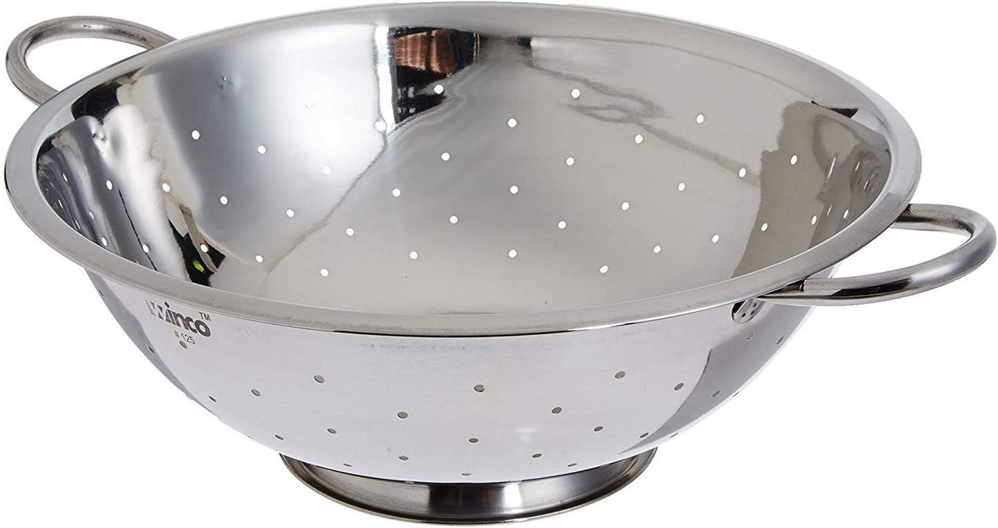 Winco 8 Quart 14 Inch Diameter Bowl Stainless Steel Colander; 1 Each - High Mart Wholesale