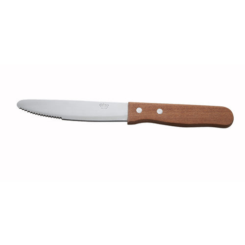 Winco Steak Knife Jumbo 5 Inch Blade Wooden Handle; 1 Dozen - High Mart Wholesale