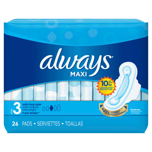 Always Pad Maxi Maximum Protection; 26 Count; 6 Per Case