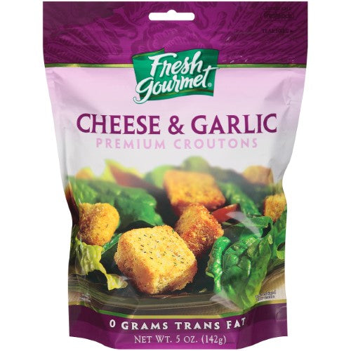 Fresh Gourmet Garlic Cheese Crouton Bag; 5 Ounce; 12 Per Case - High Mart Wholesale
