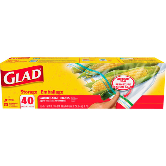 Glad Bags Storage Gallon Zipper; 40 Count; 9 Per Case