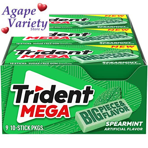 Trident Gum Spearmint Sugar Free Spearmint; 10 Count; 9 Per Box; 12 Per Case