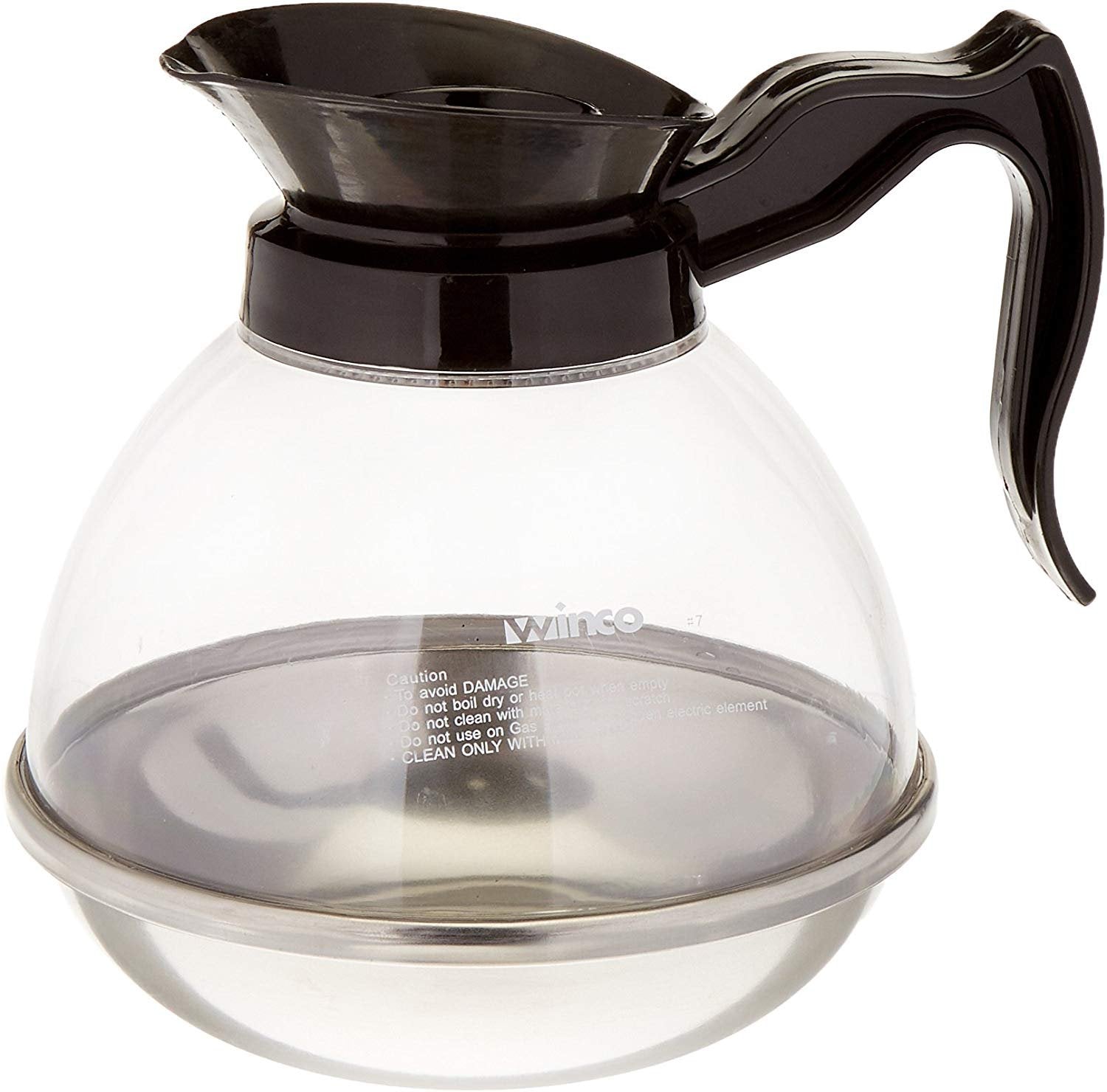 Winco 64 Ounce Black Stainless Steel Base Coffee Decanter; 1 Each - High Mart Wholesale