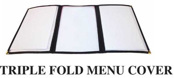 Winco Menu Cover Triple Fold Black; 25 Each; 1 Per Case - High Mart Wholesale