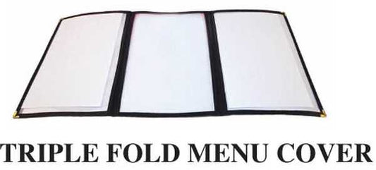 Winco Menu Cover Triple Fold Black; 25 Each; 1 Per Case - High Mart Wholesale