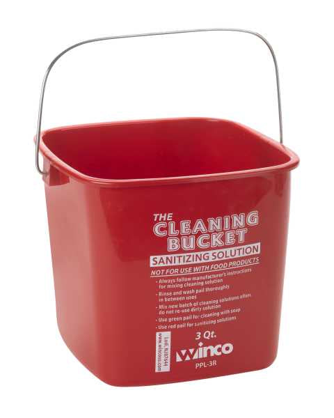 Winco Cleaning Bucket Red Sanitizing Solution 3 Quart; 12 Each; 1 Per Case - High Mart Wholesale