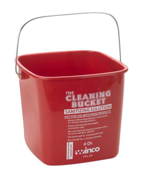 Winco 6 Quart Cleaning Bucket Red; 12 Each; 1 Per Case - High Mart Wholesale