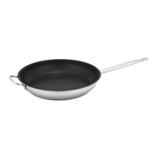 Winco 14 Inch Stainless Steel Fry Pan; 2 Each; 1 Per Case - High Mart Wholesale