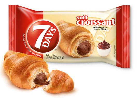 7 Days Soft Croissant Chocolate Croissant; 2.65 Ounces; 6 Per Box; 4 Per Case - High Mart Wholesale