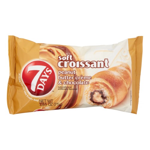7 Days Soft Croissant Peanut Butter Creme & Chocolate Croissant; 2.65 Ounces; 6 Per Box; 4 Per Case - High Mart Wholesale